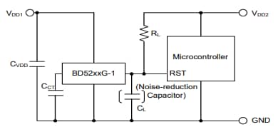 应用电路图 - ROHM Semiconductor BD5250G-1TR电压检测器（Reset）IC